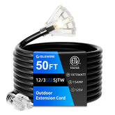 Islewire 50 ft outdoor extension cord with three outlets for versatile outdoor power access.