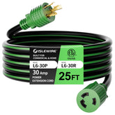Islewire NEMA L6-30 25ft cord with twist-lock for stable generator power.