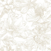 Ismoon floral wallpaper beige blooms close-up on wall for a soft Boho vibe