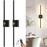iThird battery wall sconce front view, matte black with brushed gold for chic décor