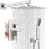 IUERASD shower faucet set with 10 inch square rainfall head for immersive rainfall experience