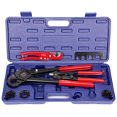 IWISS iCrimp angle head PEX crimp tool in use for tight spaces