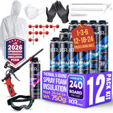 ixirpro spray foam insulation kit shows 12 cans and gun for durable thermal sealing