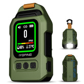IYOFINE portable CO detector travel front view, compact safety companion for trips