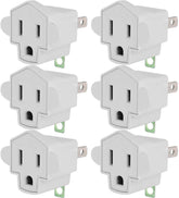 JACKYLED 6-pack 3-to-2 prong adapter front view for grounded-to-ungrounded use