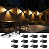 JACKYLED solar fence light 3-way lens closeup showing ground illumination
