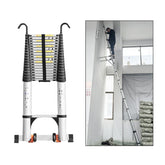 JADDUO telescoping ladder fully extended offers stable reach for tall cabinets.