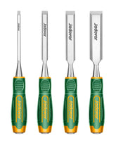 Jadever 4-piece wood chisel set with beveled edge for precise cuts.