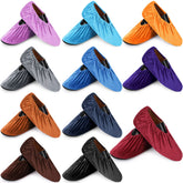 JaGely multicolor reusable shoe covers with non-slip sole for safer indoor use.