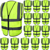 JaGely 15-pack reflective safety vests with 360-degree visibility for day and night use.