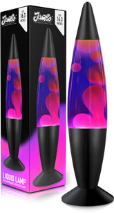 JAMBO 16-inch lamp with blue-purple wax, top view showing floating color motion for calming ambience.