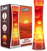 JAMBO Sunset Liquid Lamp with sunset decal creates warm mood lighting in any room.