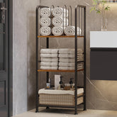 Jautokerdar towel rack with 3-tier M-shaped dividers, keeping towels neatly rolled and within reach.