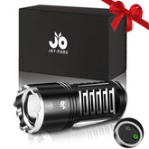JAY-PARK LED flashlight delivers a 100000-lumen beam for clear night visibility.