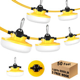 JC-LGL LED construction string light setup providing wide 50ft coverage and consistent brightness.