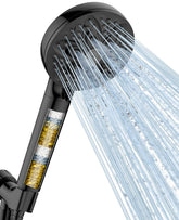 JDO 6-setting filtered handheld shower head with versatile modes for spa-like showers at home.