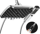 JDO high-pressure shower head with 10-inch rainfall head delivers immersive spa-like shower.