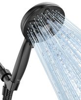 JDO handheld shower head with six settings for versatile cleansing.