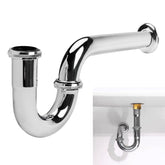 JEAPHA stainless steel P-trap in full view highlights durable construction for bathroom installations