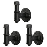 Jeasor 3-pack industrial pipe hooks in bathroom setup for towel and robe storage.