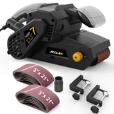Jellas belt sander front view showing compact design for precise edging