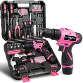 JENABOM pink 12V cordless drill with LED for dim workspaces