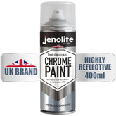 JENOLITE chrome spray paint finish on metal surfaces, durable chrome look for a polished result
