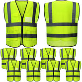 JenPen 10-pack reflective safety vest, front view with 360-degree visibility for day or night work.