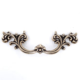 Jetland drawer pulls antique brass finish with two-and-a-half-inch hole centers for cabinet updates.