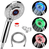 JIEYUMJ LED color-changing shower head enhances ambiance and temperature awareness.