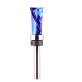 Jiiolioa template top bearing flush trim router bit closeup reveals sharp carbide edges for clean cuts.