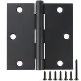 JIW matte black 3.5-inch square radius hinge for durable interior and exterior doors