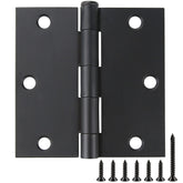 JIW matte black square door hinges front view for modern interior doors