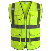 JKSafety 9-pocket Class 2 vest with front zipper for high visibility at work.