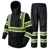 JKSafety hi-vis rain jacket with hood for improved visibility in rain.