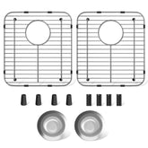 jkxoo 2pack sink grid bottom protector – front view highlights durable stainless steel protection.