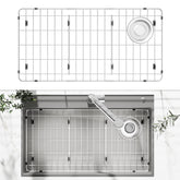 jkxoo sink protector bottom view with rugged stainless steel protection