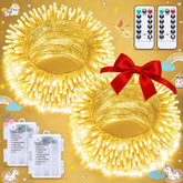 JMEXSUSS 2-pack battery-operated string lights create a cozy bedroom ambiance.