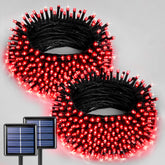 JMEXSUSS two-pack red solar Christmas lights for outdoor decoration with 400 LEDs