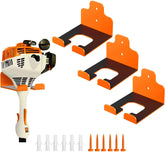 JNIHEEP garage organizer trimmer rack mounted on wall for space-saving tool storage.