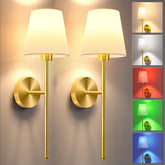 JOFIOS battery-operated gold wall sconce pair mounted for cozy ambience