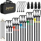 Jogtlyer bungee cords set shown with all pieces for versatile outdoor securing.