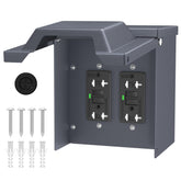 Joinfworld outdoor outlet box with dual 20A GFCI receptacles for safe outdoor power access.
