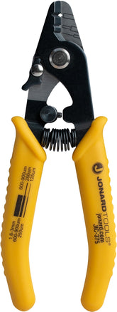 Jonard Tools JIC-375 in action stripping jacket to buffer for clean fiber prep.