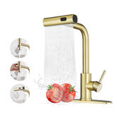 JOOM Gold faucet with pull-down sprayer for thorough rinsing and cleanup