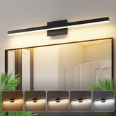 Joossnwell vanity light bar in black shows five color temperatures for versatile bathroom illumination