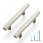 JOY DECOR 30-pack brushed nickel square cabinet handle with 3in hole center for quick kitchen updates.