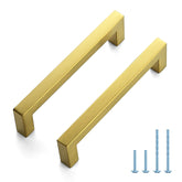 JOY DECOR gold cabinet pulls, square 5-inch, adds modern style to kitchens.