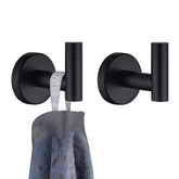 JQK black towel hook wall-mount demonstrates durable corrosion-resistant design for bathroom use.