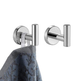 JQK chrome bathroom towel hook 2-pack for compact bathroom organization.